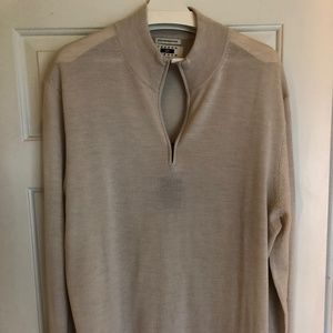 Joseph Abboud Ivory 1/4 Zip Mock Neck Wool Sweater